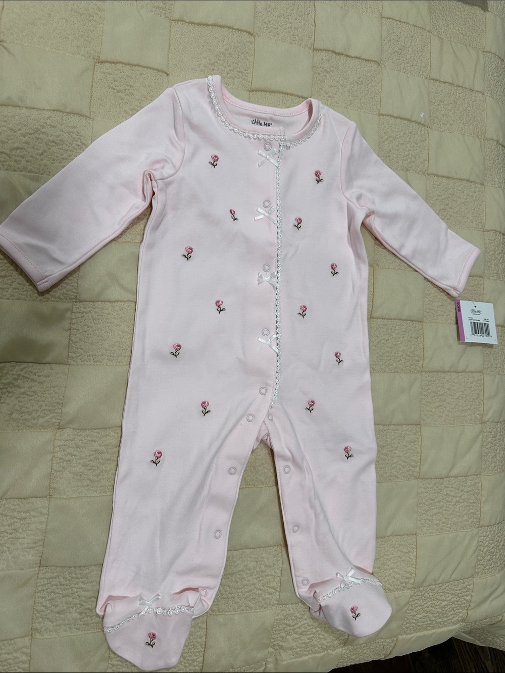 Little Me Pink Floral Footed One-Piece Romper